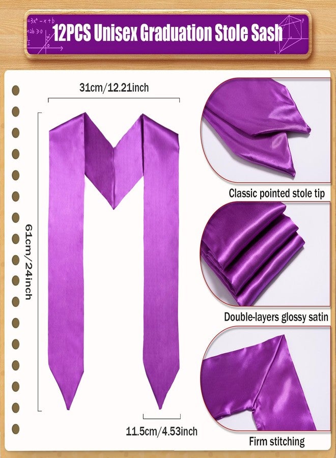 MoDooris 70 Inch Graduation Stoles 2025 Unisex Adult Graduation Sash Plain Grad Stole Graduate Honor Stole (12, Purple) - Image 2